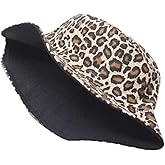 SHENHE Women's Leopard Print Bucket Hat Vintage Double Sided Foldable Cap Outdoor Hats