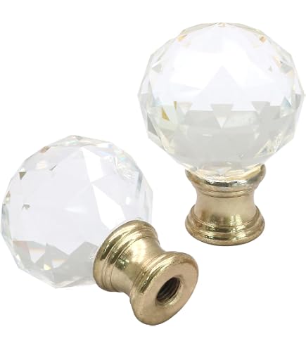 Clear Acrylic Teardrop Lamp Finial With Brass Hardware - T100 By Lampfinials.com