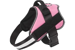 Bolux Dog Harness, No-Pull Reflective Dog Vest, Breathable Adjustable Pet Harness with Handle for Outdoor Walking - No More Pulling, Tugging or Choking (Pink, M)