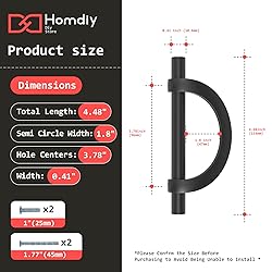 homdiy 12 Pack Black Cabinet Pulls 3.75" Kitchen