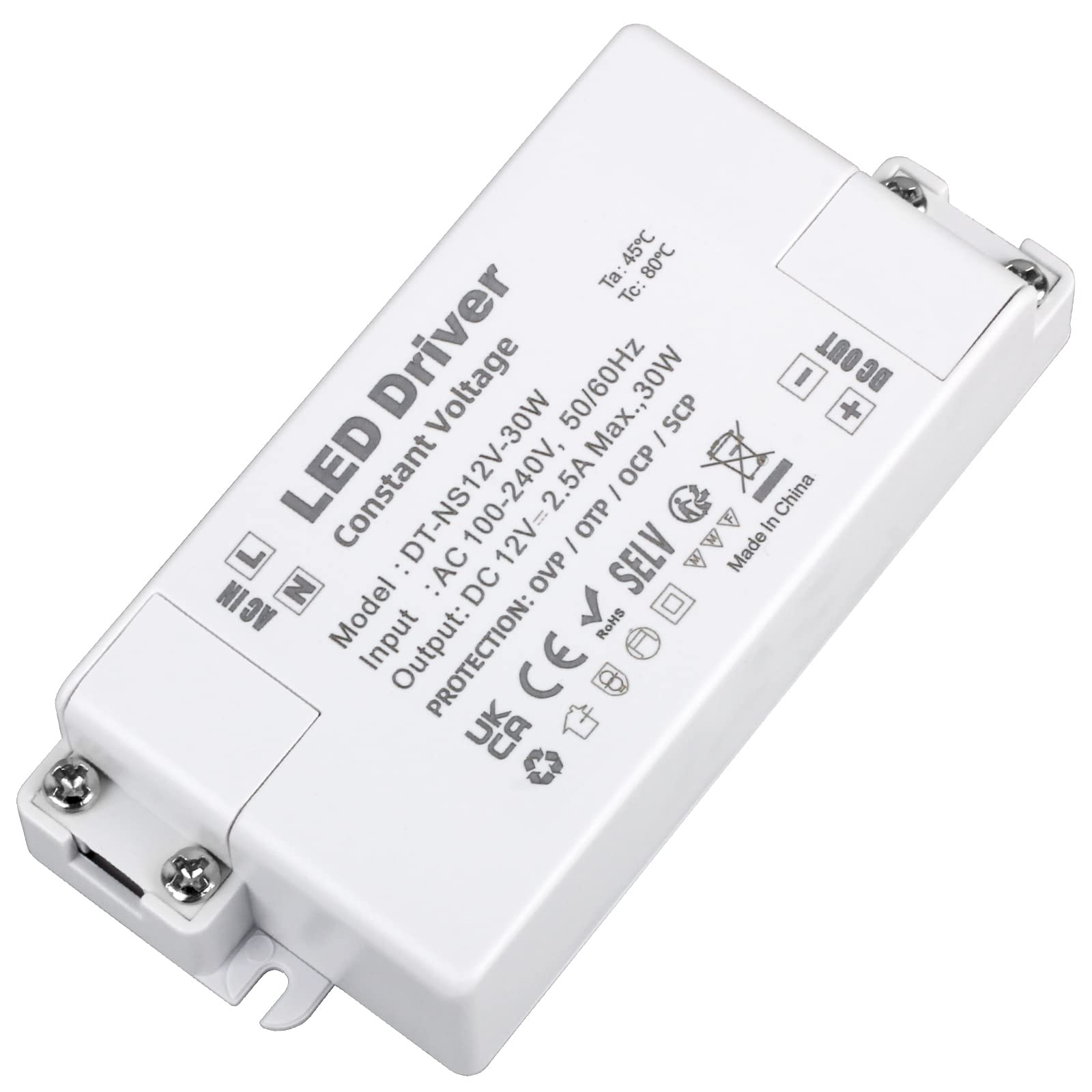 VARICART LED Driver 12V 30W, Transformer 240V to 12V DC 2.5A, Constant Voltage Switching Power Supply Adaptor, Low Voltage Transformers for Strip Lights and G4, MR11, MR16 Light Bulbs