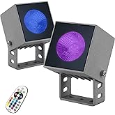 RGBW Outdoor LED Spotlights, IP65 Waterproof Landscape Lights with Remote Control, 16 Colors 4 Modes 5 Brightness Levels, Color Changing Garden Yard Decorative Lights for Holiday & Patio(2 Pack)