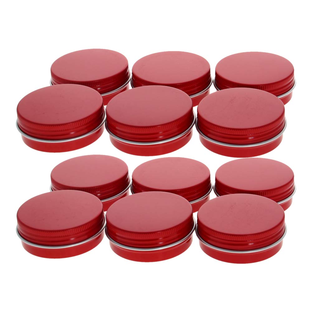 Othmro 12pcs Aluminium Tin Jars, 1oz Small Containers Tins with Screw Lids, Empty Can Travel Tins for Candles, Cosmetic, Soap Red (30ml/1oz)