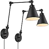 WINGBO Farmhouse Swing Arm Wall Sconce Set of 2, Industrial Adjustable Wall Lamp Light Fixture for Living Room Bedroom Vanity