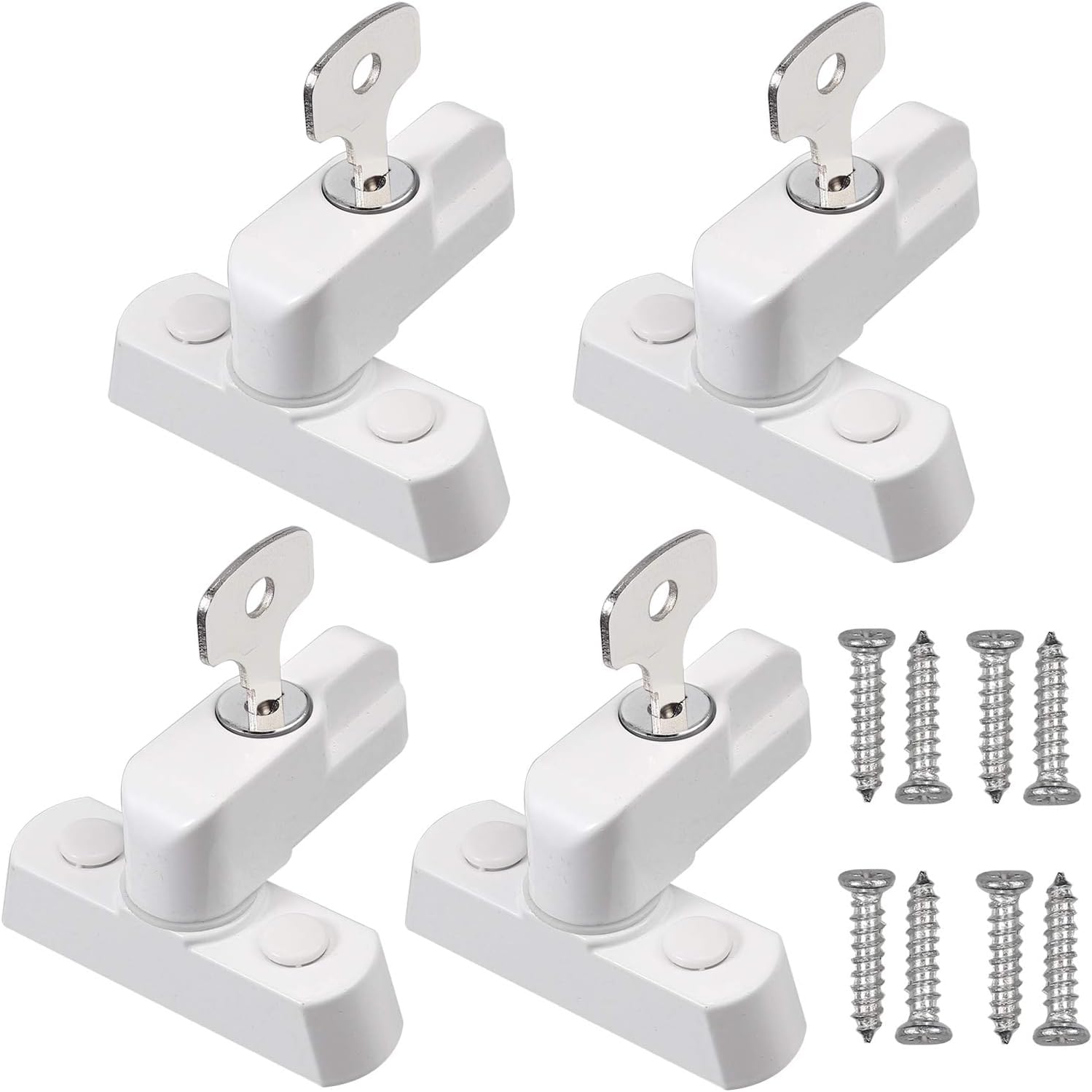 Neoteck Sash Jammer Sash Jammer White Strong Zinc Cast Alloy Extra Security Locks Sash Blocker Jammer for Various UPVC/PVC Doors and Windows and Home Security (White, 4 pcs)