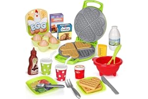 Aomola Waffle Toy Kitchen Set for Kids, Pretend Play Food Toys Variety Toys Gift for 3 4 5 6 Years Old Toddlers Boys Girls