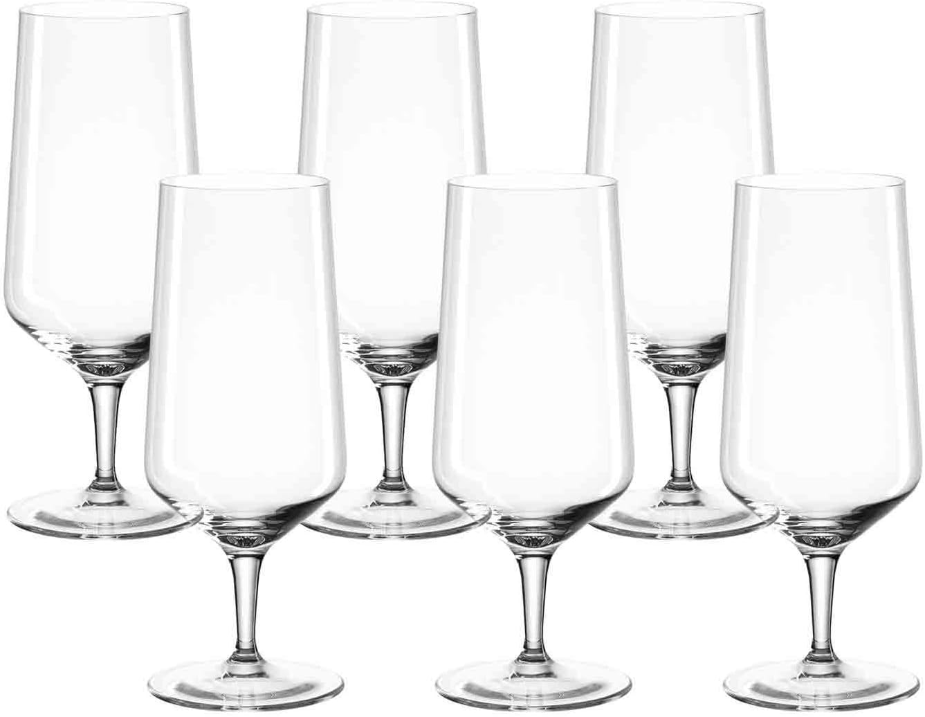 Leonardo Puccini Bier-Gläser, Pilsgläser mit gezogenem Stiel, spülmaschinenfeste Biertulpen, 6-er Set, 410 ml, 069541