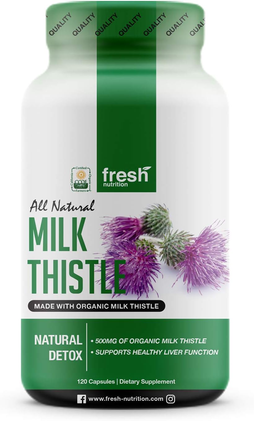 Milk Thistle Organic - 120 Servings of 2000mg - Strong – 4 Month Supply – CCOF Organic - Silymarin Thisilyn Seed Standardized Extract 4:1 Capsules - Great for Liver Cleanse - USA: Health & Personal Care