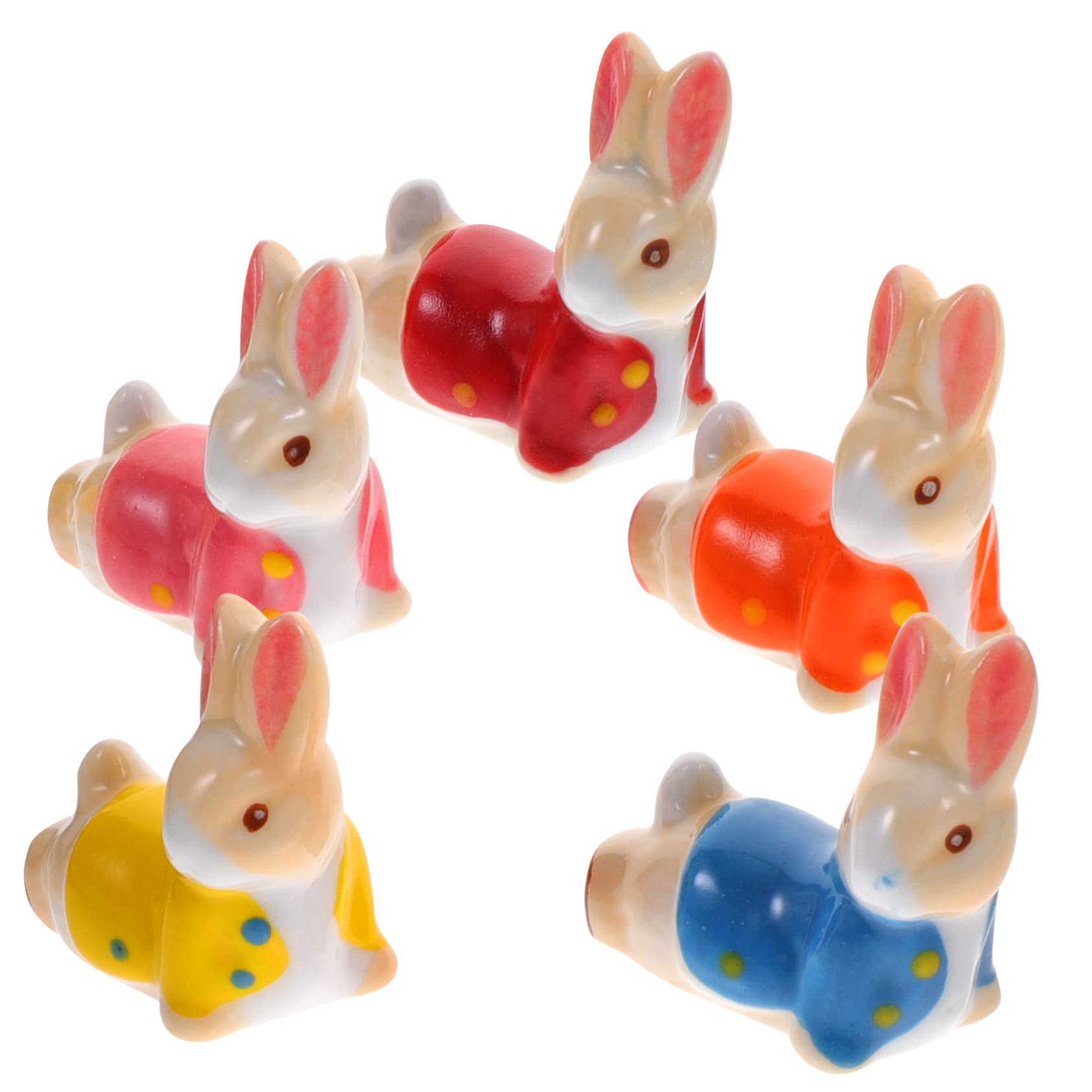 RORPOIR Ceramic Rabbit Chopstick Rest 5 Pieces Cute Animal Chopsticks Holder Stand for Kitchen Dining Tableware Decor 1.77X1.77X0.59In