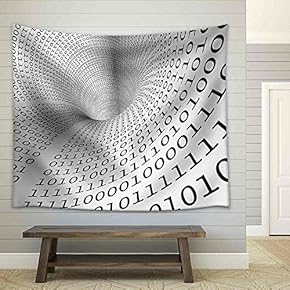 Abstract Image of Tunnel with Binary Language - Fabric Wall Tapestry Home Decor - 51x60 inches