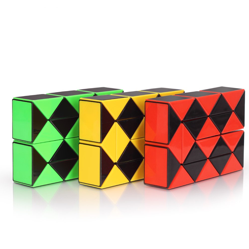 Speed Cube Snake Ruler Cube Puzzle Pack | 24 Wedges Twist Puzzle Toys | 3 Magic Snake Cubes Collection in 1 Box | Stickerless Cube Toys