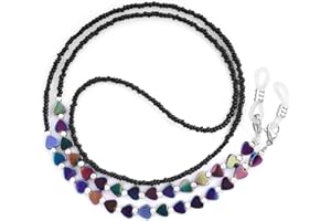 BILIONE Beaded Eyeglass Chain with Heart-shaped Shungite, Eye Glasses Holders Around Neck, Glasses Strap for Women
