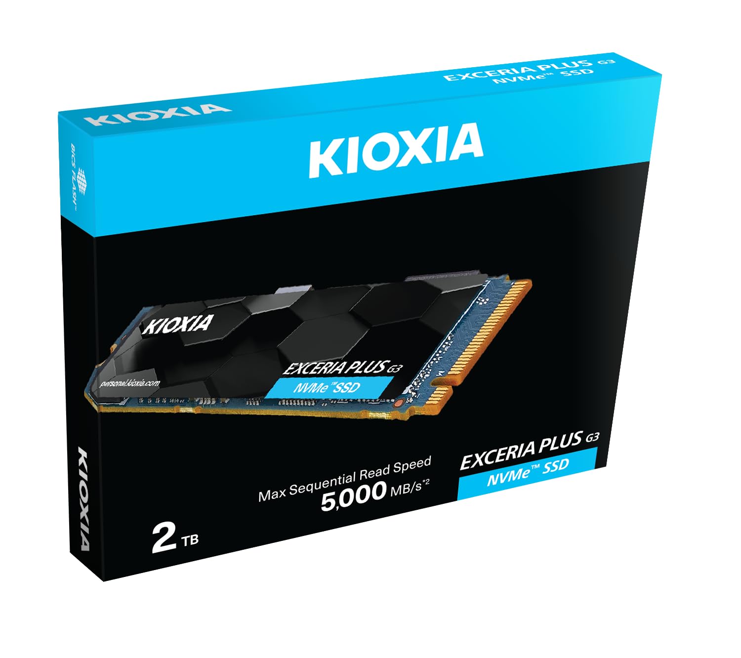 KIOXIA EXCERIA PLUS G3 NVMe SSD 2TB interne SSD, PCIe Gen4 x 4, Lesen 5.000MB/s, Schreiben 3.900MB/s, Schwarzblau