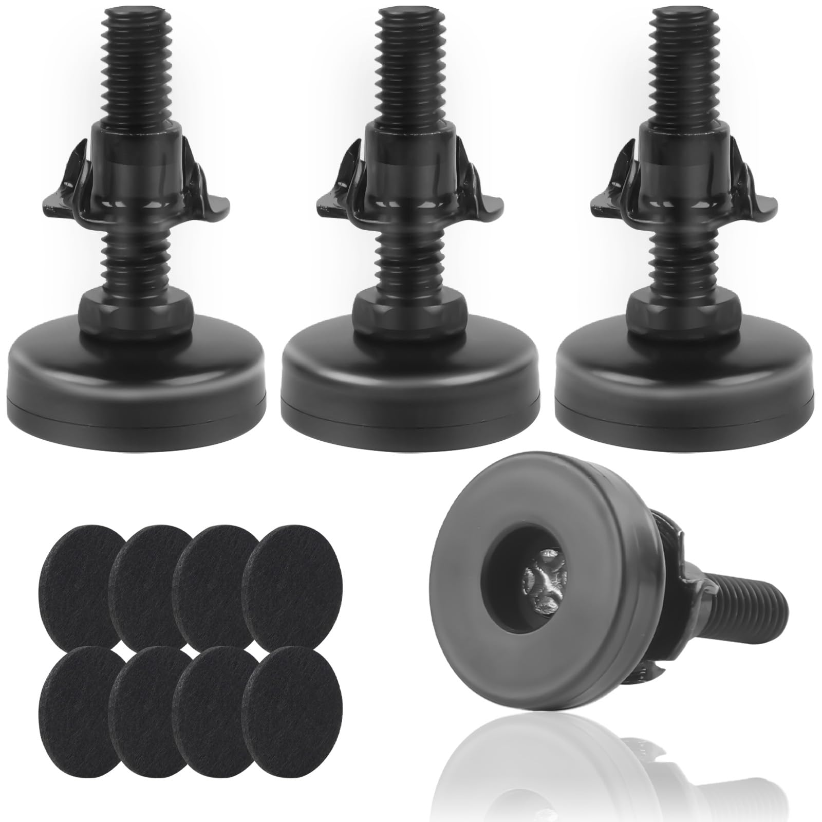 Photo 1 of 3/8" Thread Furniture Feet Levelers, Adjustable Furniture Levelers Screw in with Threaded Inserts, Heavy Duty Leveling Feet for Table, Cabinets, Chair, Sofa, 4 Pack, Black