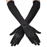 Long Opera Satin Gloves for Women Costume Elbow Length 1920s Dress, 21 inch | Women's Wedding Bridal Dance Dress, for Halloween Cosplay Evening Tea Party, Flapper Accessories