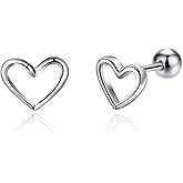 JSGEMSLEE Hypoallergenic 925 Sterling Silver Stud Earrings for Women With Screw Back Small Butterfly Heart Flower Earrings for Girls Tragus Cartilage Jewelry Gifts
