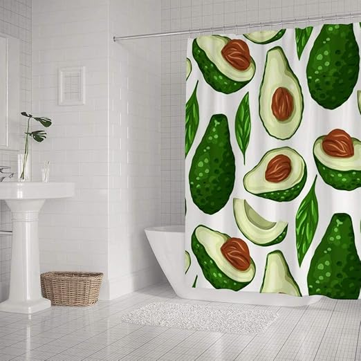 Amazon Com Kuizee Shower Curtain Waterproof Avocado Halves Guacomole Bath Curtains Polyester Decor Bathroom 66 72inch Water Repellent Bath Curtain Easy Install Home Kitchen