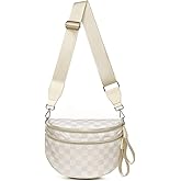 DIOMO Bum Bags for Women, RFID Checkered Crossbody Bags with Silver Zipper, Nylon Plus Size Fanny Packs Travel Purse