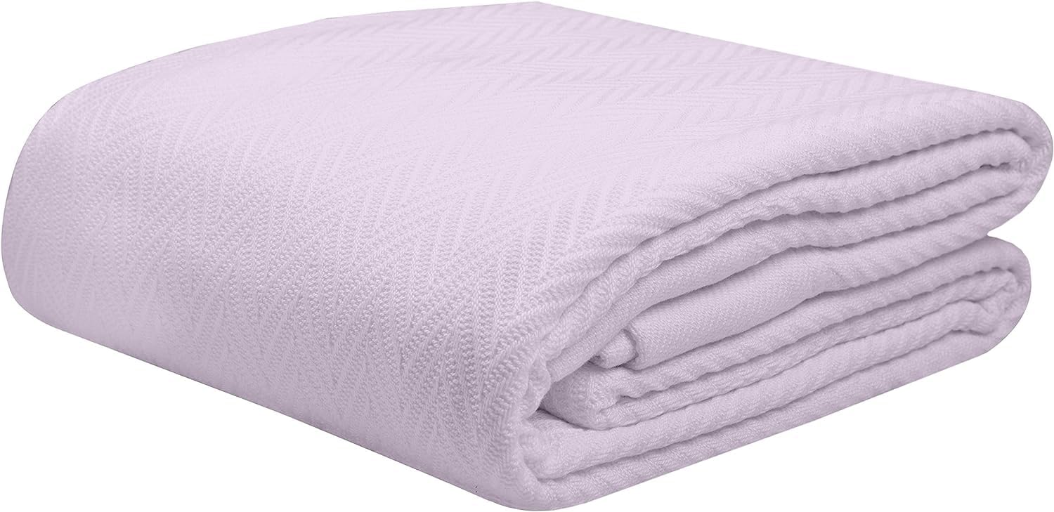 Kotton Culture Bed Throws Bed Throws 100% Combed Cotton Long Staple Cotton Herringbone Weave Soft & Cozy All-season Lightweight Throws for the Sofa Bed Couch Outdoors Luxury Cooling Blankets (Lilac)
