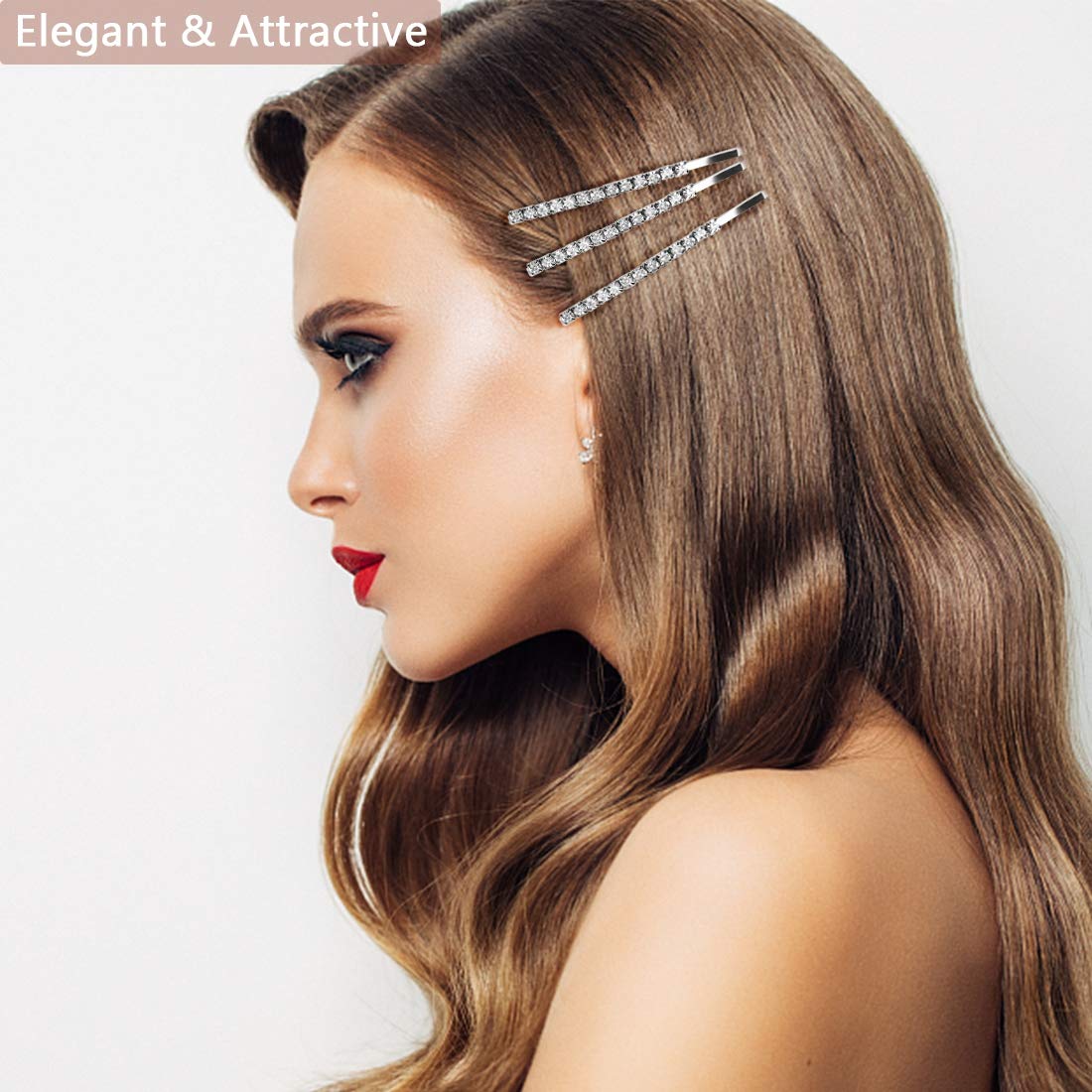 24 Pcs Rhinestone Bobby Pins, Small Crystal Bobby Pins, Bobby Pins Bulk for Lady Women Girls, Sparkly Hair Clips Pin, Shiny Hairpins, Glitter Hairpins Styling Hair Accessories for Women Girls : Beauty