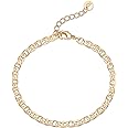 PAVOI 14K Gold Plated Beaded Cuban Cubic Zirconia Simulated Diamond Station Infinity Chain Bracelets for Women | Adjustable Chain Bracelet