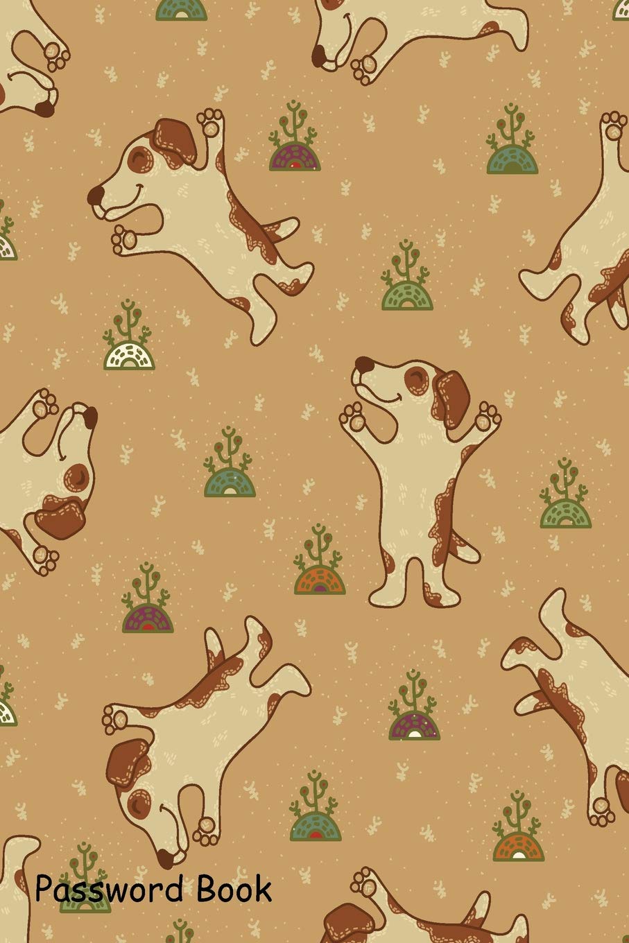 Password Book: Include Alphabetical Index With Craft doodle seamless pattern dogs