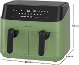 EMtronics Dual Air Fryer 9L 8 Presets Sage Green view 6