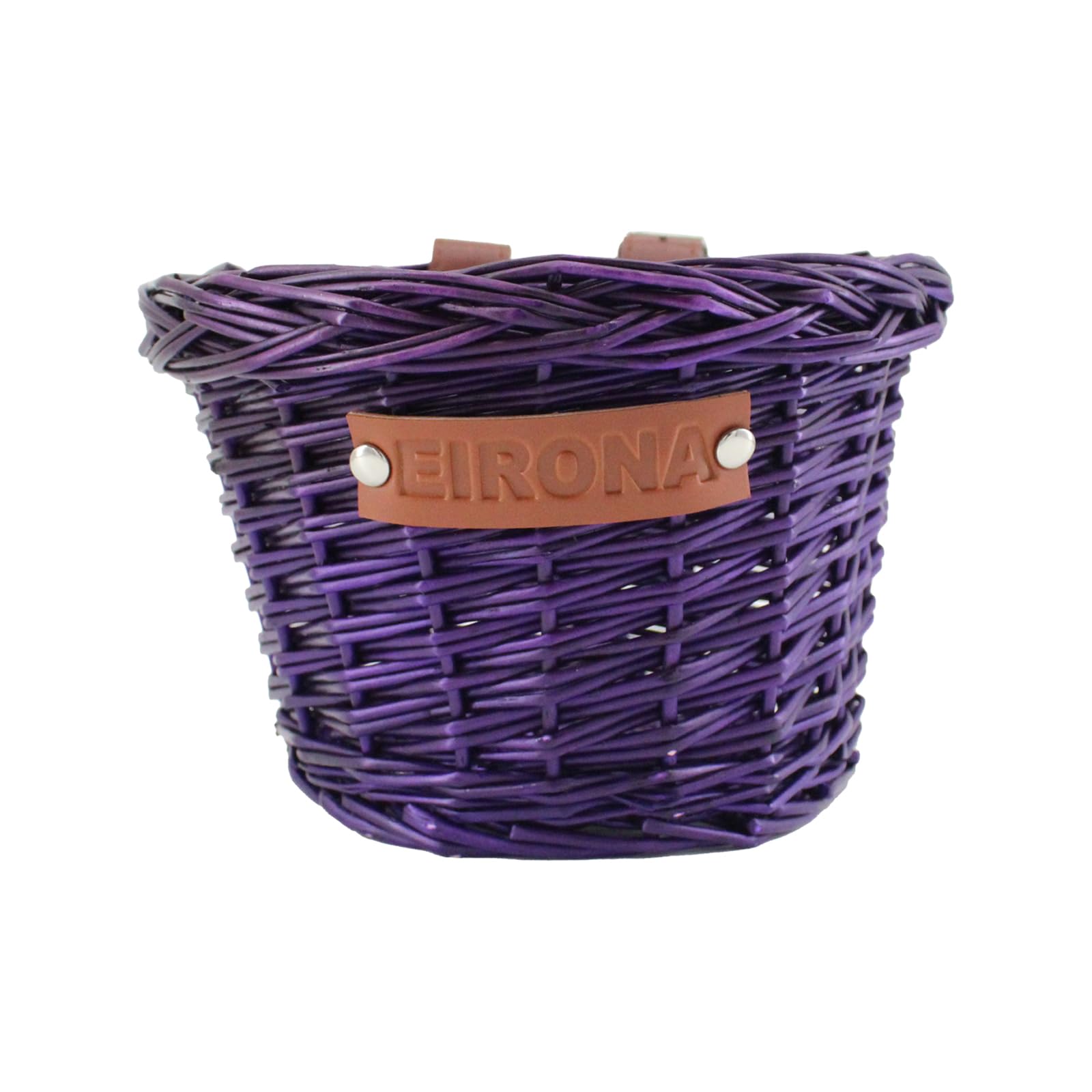 EIRONA Bicycle Wicker Basket for Kids Bike, Scooter, Tricycle, Stroller, Girl Rattan Basket, Kids Bike Accessories, Purple…