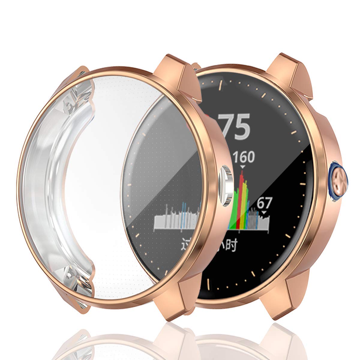 Chofit Cases for Vivoactive 3 Music Protective Case, Screen Protector Cover Soft TPU Plated Cover All-Around Bumper Shell Compatible with Garmin Vivoactive 3 Music GPS Smartwatch (Rose gold) — image 1