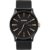 NIXON Sentry Leather A105-100m Water Resistant Men's Analog Classic Watch | (42mm Watch Face, 23mm Leather Band)