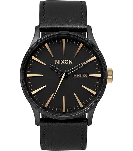 Nixon Black Minimalist Leather Strap Watch Porter Leather Watch | All Black / Gold | Unisex Leather  main image 2