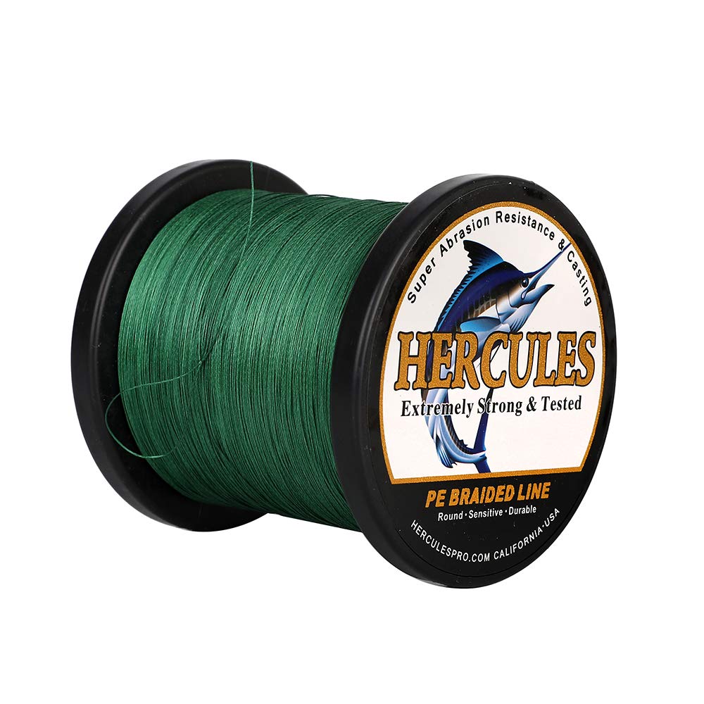 Hercules Super Strong 1000M 1094 Yards Braided Fishing Line 60 LB Test for Saltwater Freshwater PE Braid Fish Lines 4 Strands - Green, 60LB (27.2KG), 0.40MM — image 1
