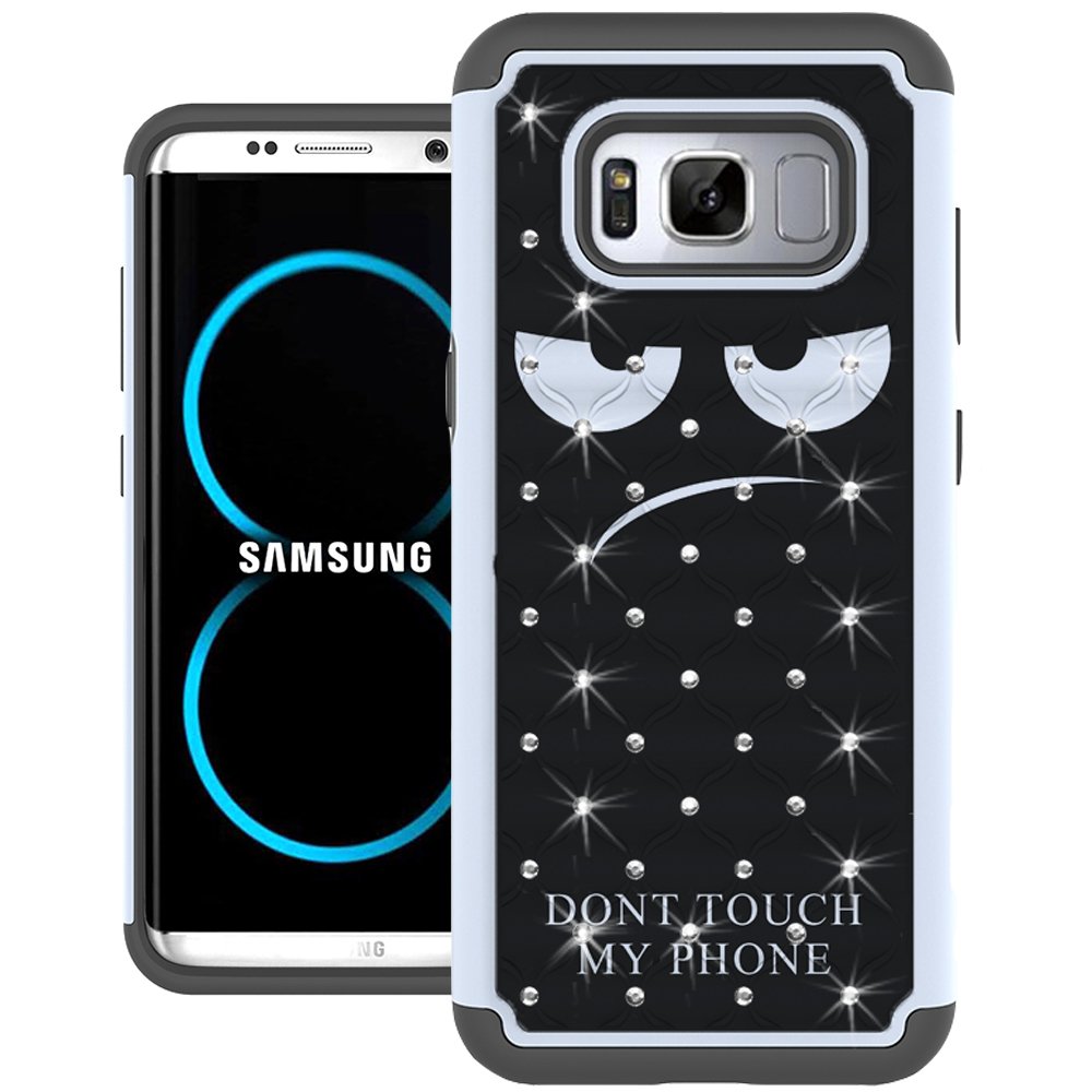 Galaxy S8 Case, UrSpeedtekLive [Shock Absorpt] Studded Rhinestone Bling Hybrid Dual Layer Armor Defender Protective Case Cover for Samsung Galaxy S8 - Don\'t Touch
