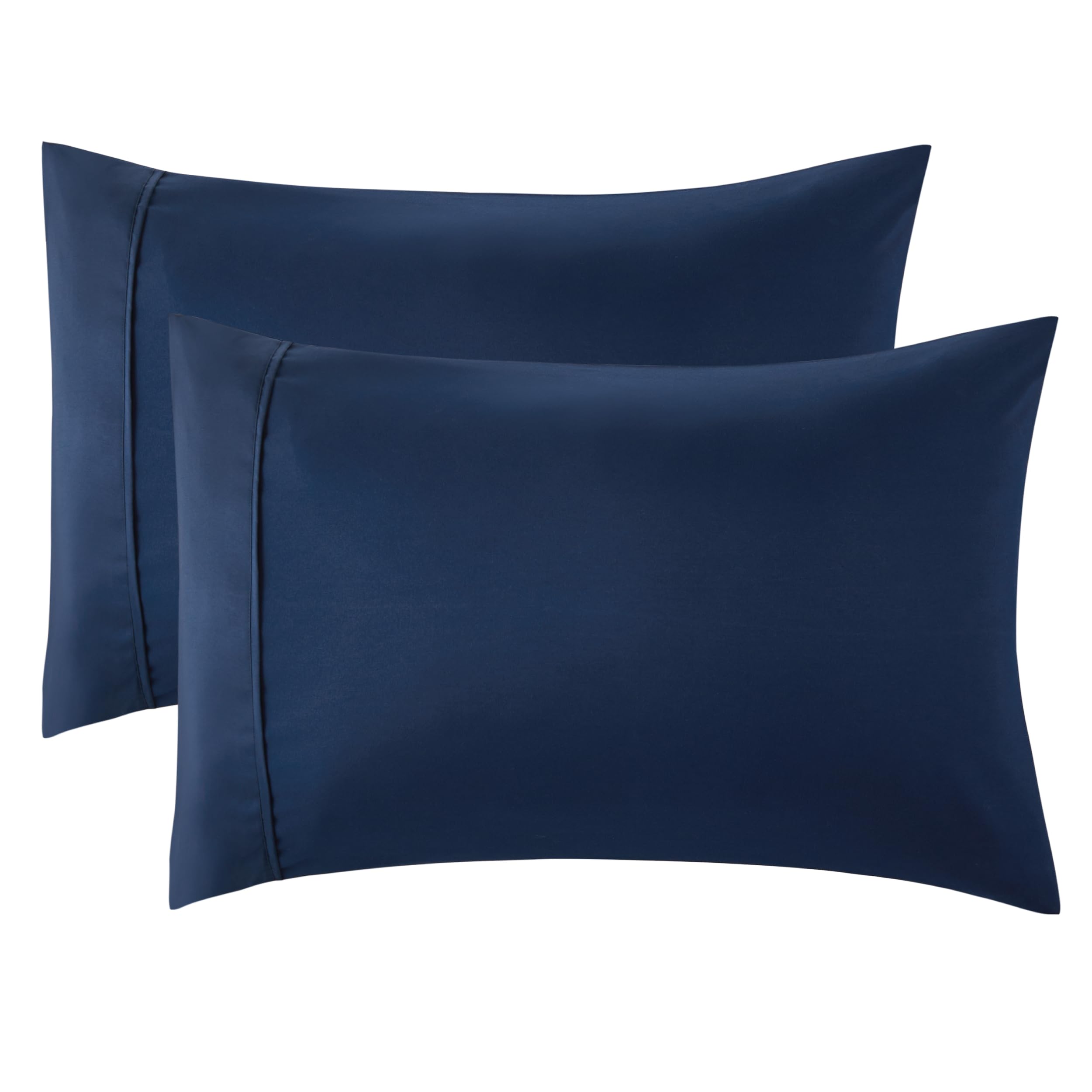 Bedsure Pillow Cases 2 Pack - Brushed Microfiber Pillowcases with Envelope Closure,50x75 cm Pillow Covers for Hair and Skin, Pillowcase Standard Size Set of 2, Gifts for Women, Navy Blue