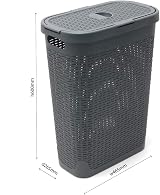 Addis Faux Rattan Slim Laundry Hamper Charcoal 40 Litre view 5
