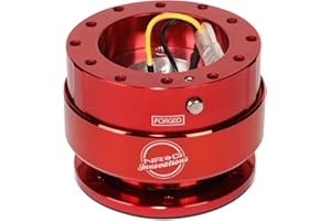 NRG Innovations Gen 2.0 Steering Wheel Quick Release Adapter with Mounting Bolts & Allen Key, Red Body/Red Ring, SRK-200RDRD