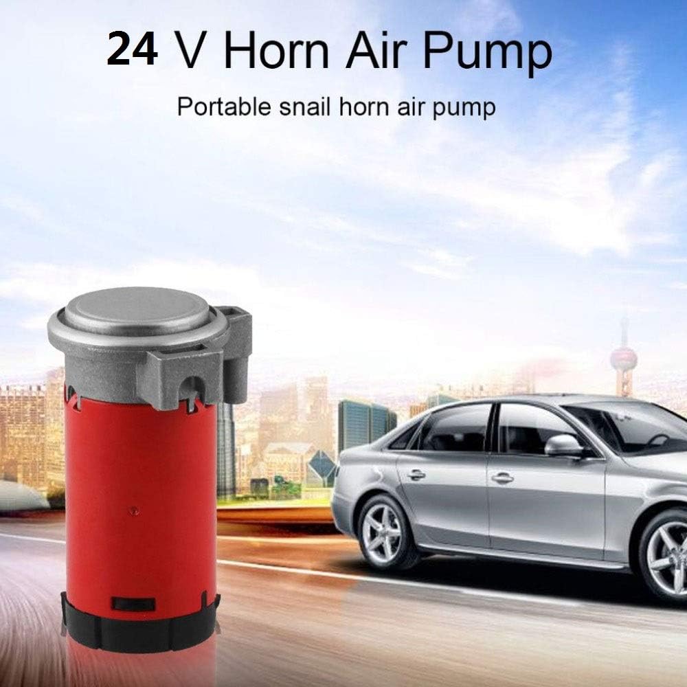SUNWAN Electric Pump Air Horn 24V Red Car Horns Universal Super Loud For Car Vehicle Truck Boat