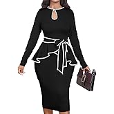 MOJICK Dresses for Women Bodycon Pencil Peplum Vintage Dress Cocktail Party Dresses for Women 2024