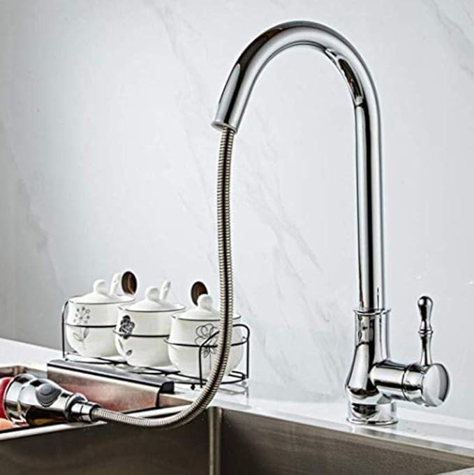 Grifo Cocina Latón Acabado cromado Extraer Mezclador de cocina Función