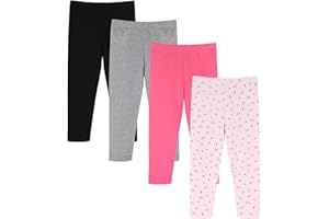 GLASH Kids Baby and Toddler Girls 4-Pack Cotton Pants 12 Months - 5 Years