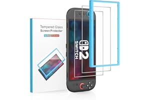 SATURNDOCK Tempered Glass Screen Protector for Nintendo Switch 2 7.9 inch 2025, with Easy Installation Frame, Bubble Free, HD-Clear, Anti-Scratch, Touch Sensitive, Full Coverage Switch 2 accessories, 2 Pack