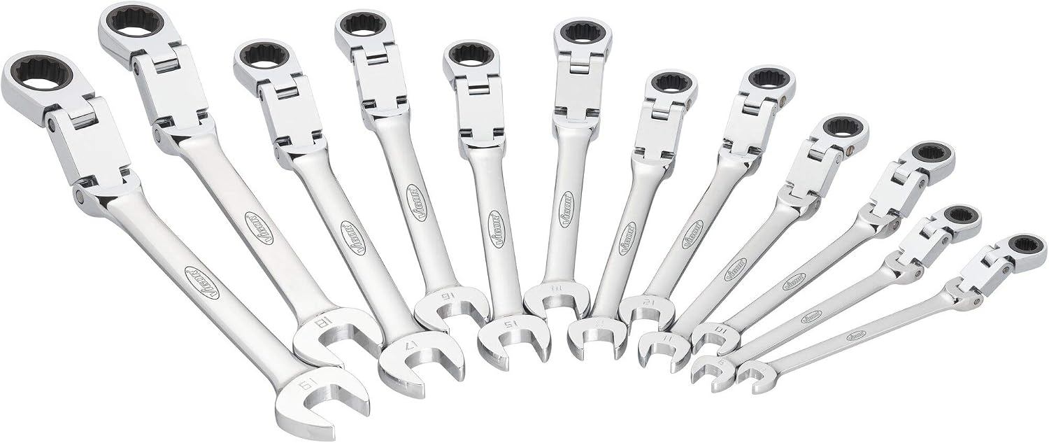Vigor V6752/12 Ratchet Ring Spanner Set (Double Joint