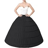PSISABALL Petticoat Skirt for Women Under Dress Crinoline 6 Hoop Skirt Floor Length Petticoat Skirt for Girls