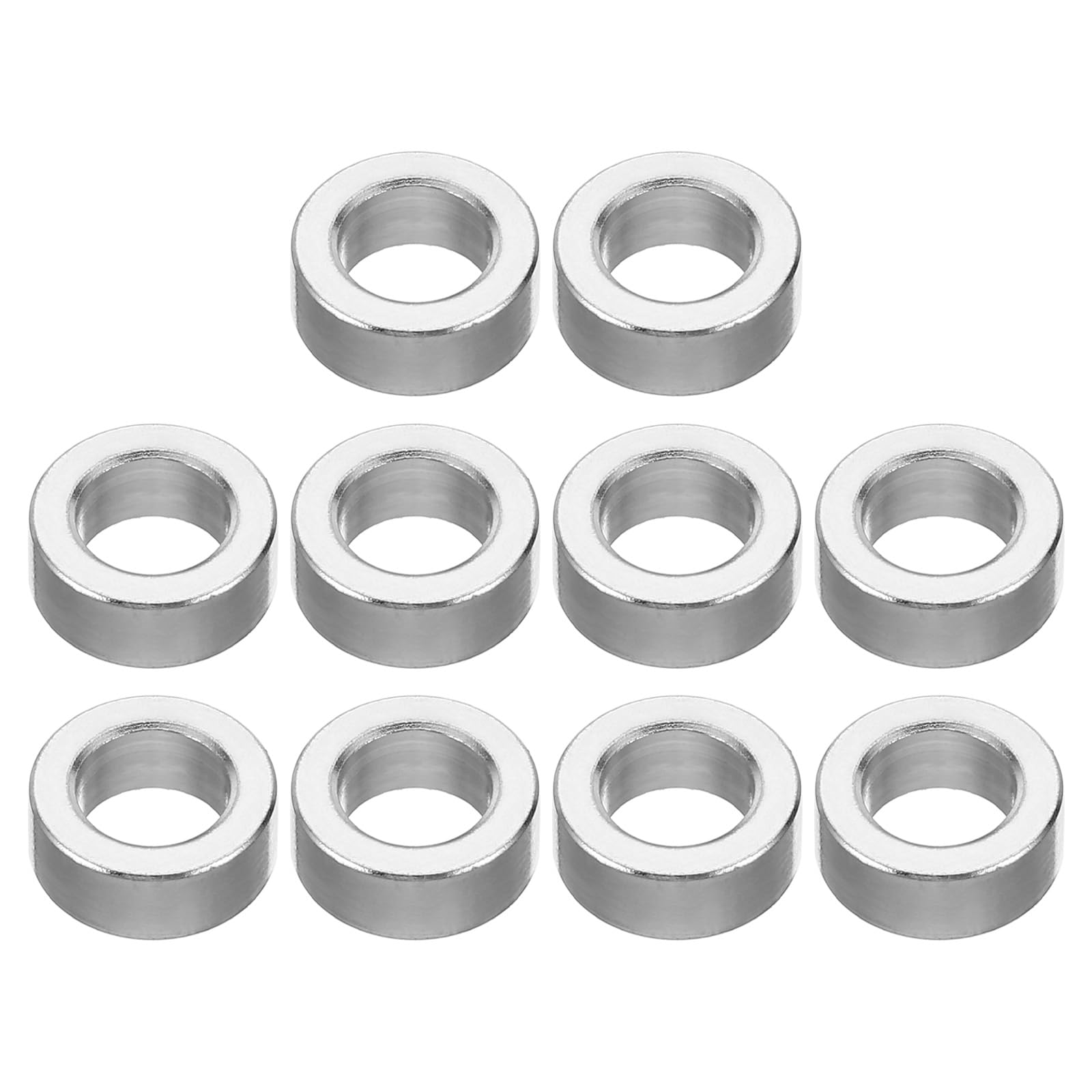PATIKIL M6 Aluminum Spacers, 10 Pcs Metal Spacer Aluminum Round 6.2mm ID x 10mm OD x 4mm L Thickness Aluminum Spacer 1/4in ID Screw Standoff Fit for 1/4" or M6 Screw Bolts