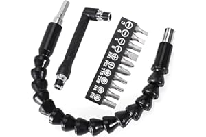 YIOYULEN Flexible Drill Bit Extension, Bendable Drill Extension11.6inch, Manual 90° Right Angle, 1/4 Flexible Extension for Drill, Adaptor Hex Flexible Screwdriver Extension Black (12PCS)
