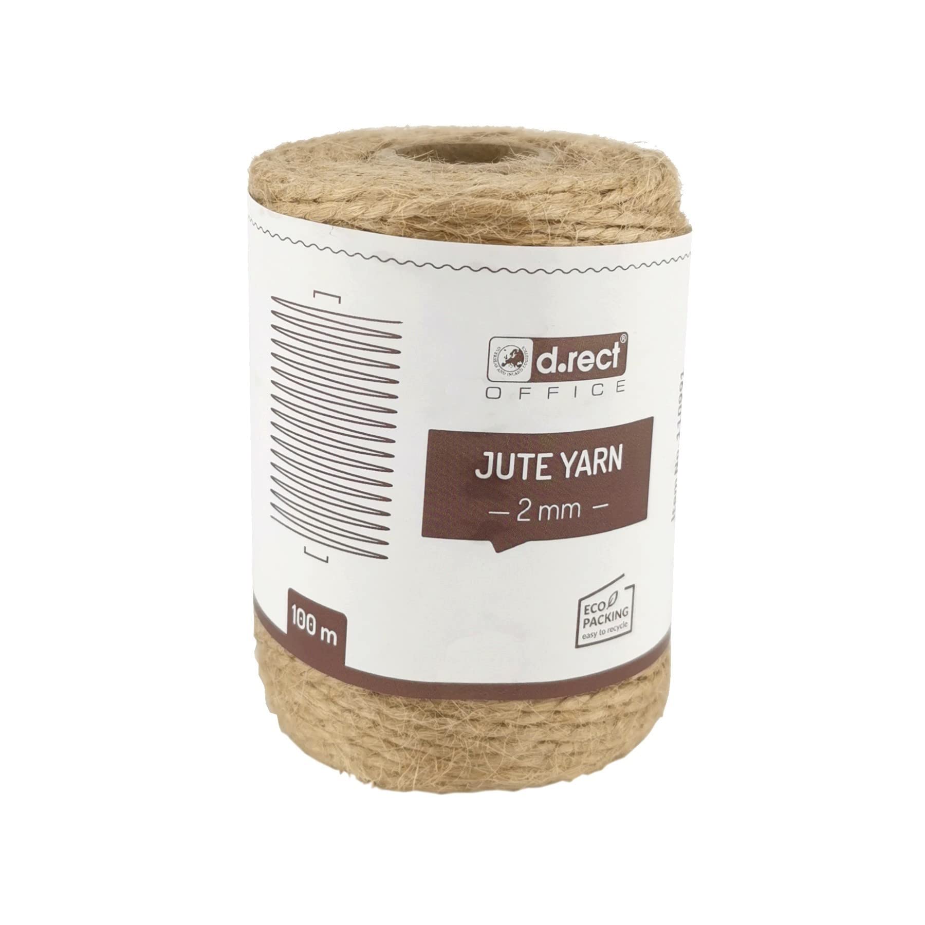 D.RECT 100m Natural Brown Jute Rope, Gift Decorative Wrap Twine | 2mm Thick |  For: Packaging, DIY Crafts, Floristry, Decorating, Home Decor | 800157 — image 1