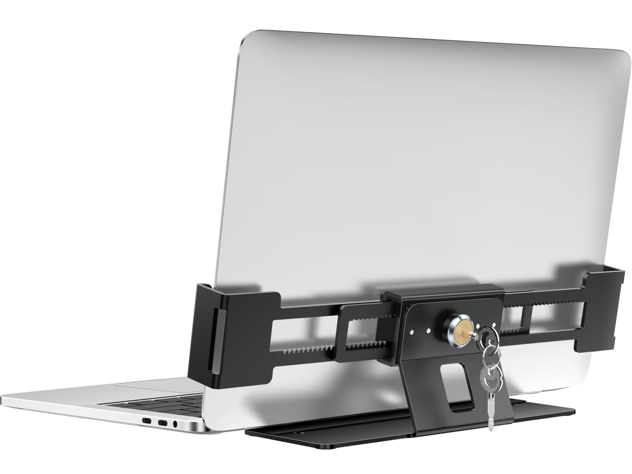 Photo 1 of AboveTEK Laptop Locking Station, Premium Aluminum MacBook Security Lock with High-Security Copper Cylinder, Anti-Theft Computer Lock for All 11"-17" No-Slot Notebooks, Non-Slip Base for Public Spaces