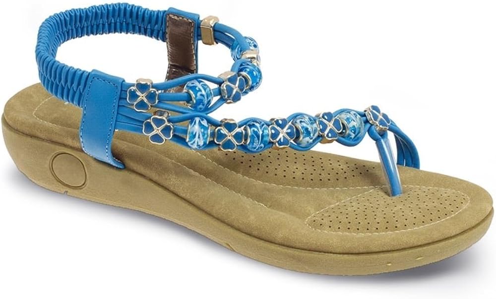 Amazon.com | Lunar Essence Beaded Toe Loop Sandal in Lime, Turquoise, Black Or White, Stunning 