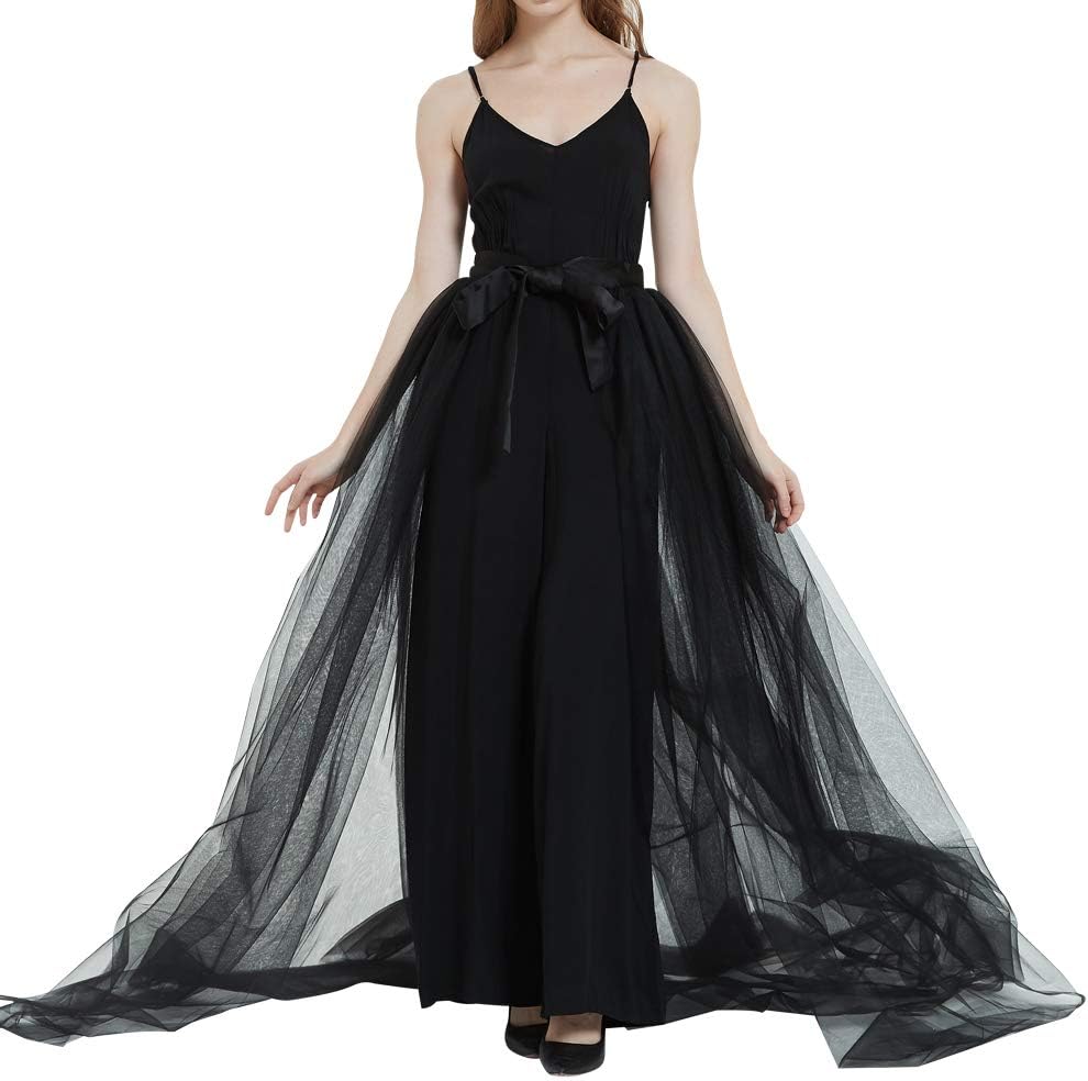 Women Detachable Train Overskirt Long Bridal Tulle Maxi Skirt for Wedding Party Bridal