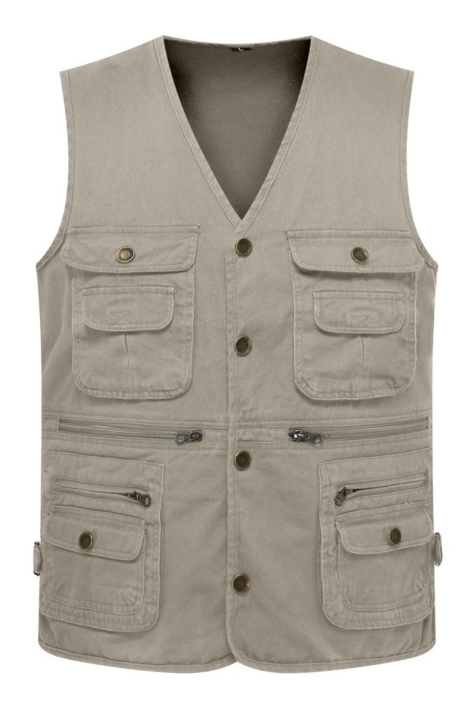 Wantdo Men's Multiple Pockets Cotton Safari Traveling Vest US Medium